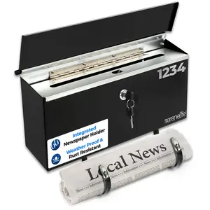 Outdoor Wall Mailbox with Lock, Galvanized Steel, Easy Install