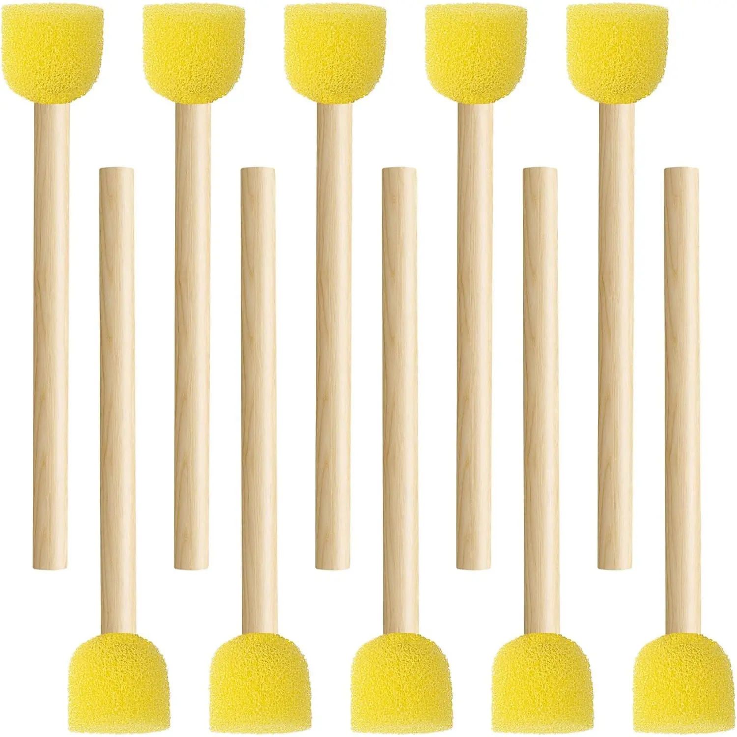 100-Piece Bulk Round Cotton Sponge Paint Brushes with Wooden Soft Grip Handles - User-Friendly, Portable Crafting Tools for Living Room DIY Decor & Smooth Finishes (Home Improvement)