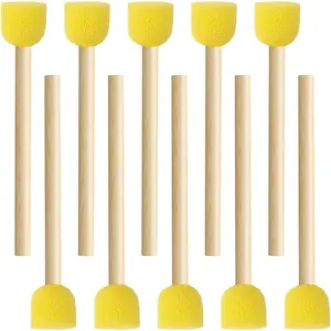100 Pieces Round Cotton Sponge Brushes with Wooden Handles - Premium Craft & Painting Tools for DIY Projects, Artwork & Smooth Finishes - Home Improvement.