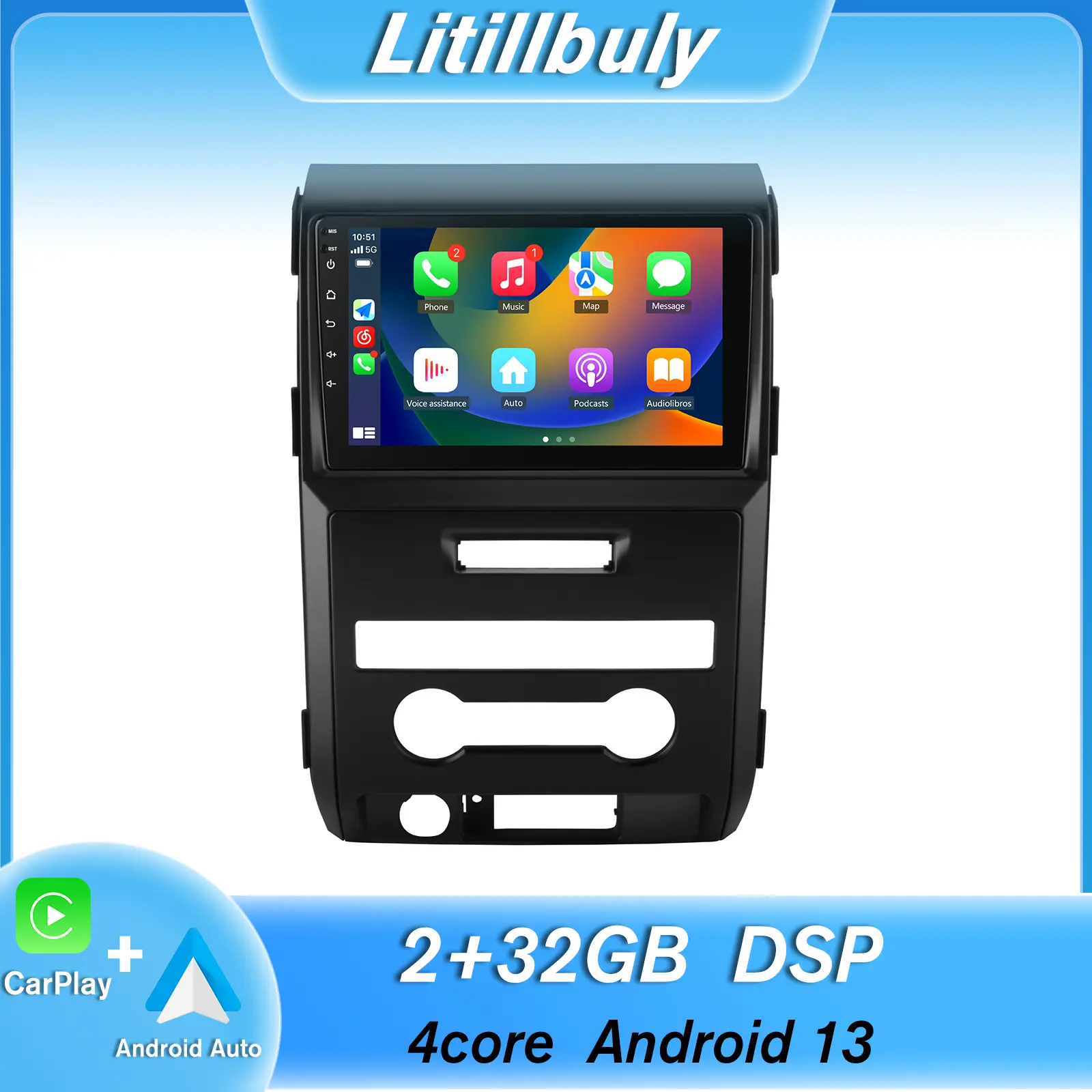 Car Stereo for Ford F150 2009 2010 2011 2012 Touch Screen with Android Auto Wireless Carplay, Bluetooth WIFI supports GPS Navigation DSP