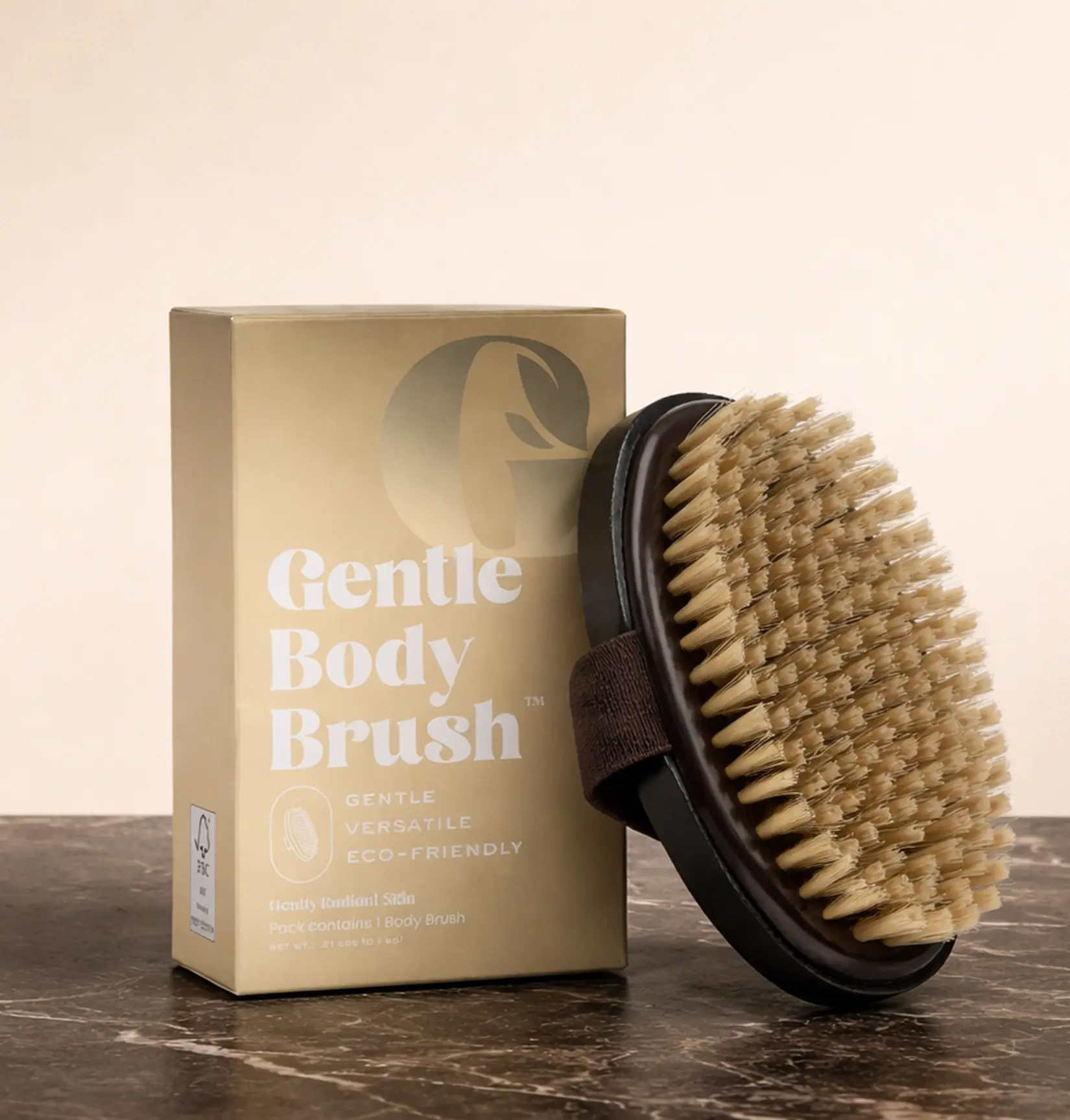 Gentle Body Brush | Soft Synthetic Bristles | FSC-Certified Bamboo Handle | Dry & Wet Brushing | Sensitive Skin