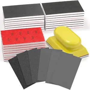 24-Piece Sanding Sponge Set, 3x4 in Dry-Wet Sandpaper Blocks with 120/180/240/320/400/600 Grits, Soft Foam Hand-Held Sanders for Metal Polishing, Furniture Finishing