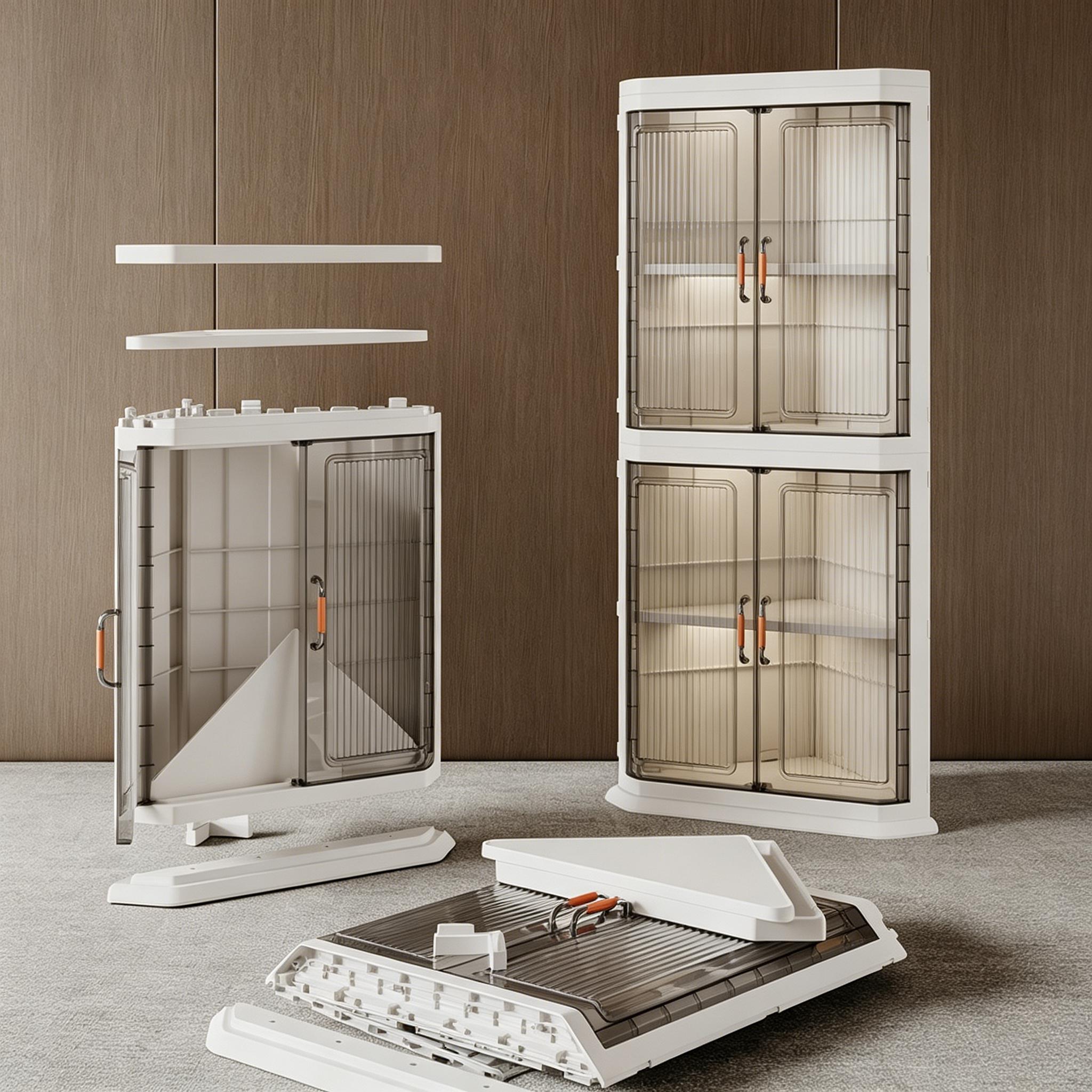 UFORU 3-Tier Corner Storage Unit — Foldable, Stackable, and Expandable; A Dust-Free Organizer Great for Closets, Storage Rooms, Bedrooms, Living Rooms, Apartments, and Dorms; A Space-Saving Storage Solution Made for Home Spaces.