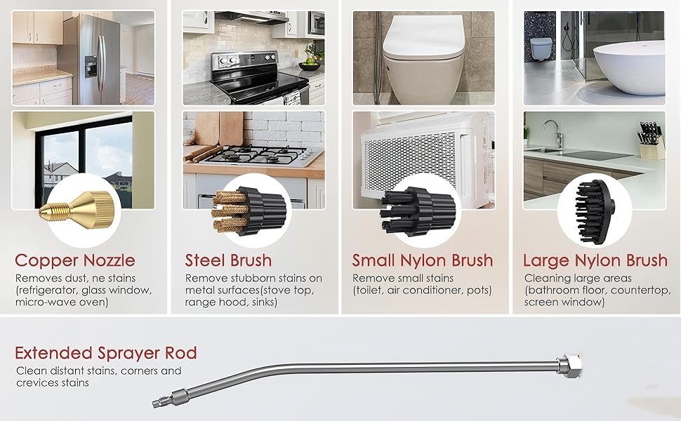 2500W Handheld Steam Cleaner High Temperature Pressurized Steam Cleaning Machine Portable Car Steamer with Brush Heads