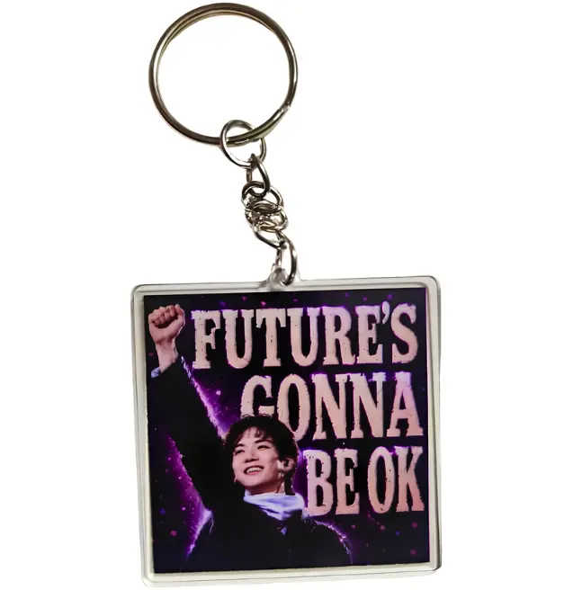 Yoongi "Future's Gonna Be OK" Encouragement Keychain – Acrylic, Metal (2"x2")