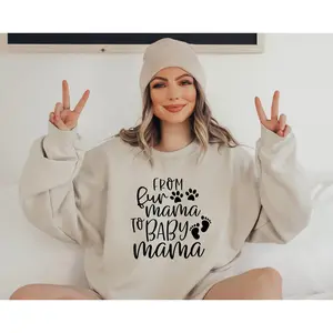 From Fur Mama To Baby Mama Sweatshirt Pregnant Sweatshirt Gift for Expecting Mom New Mom Sweater Pregnancy Reveal Shirt Baby Announcement