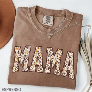 Comfort Colors Mama TShirt, Floral Mama Tshirt, Pregnancy Announcement, Girly Aesthetic Gift For Mom, Mom Life T-Shirt, Mom Birthday Gift