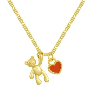 EVRY JEWELS Gold or Silver Plated Women's Heart & Hug Necklace