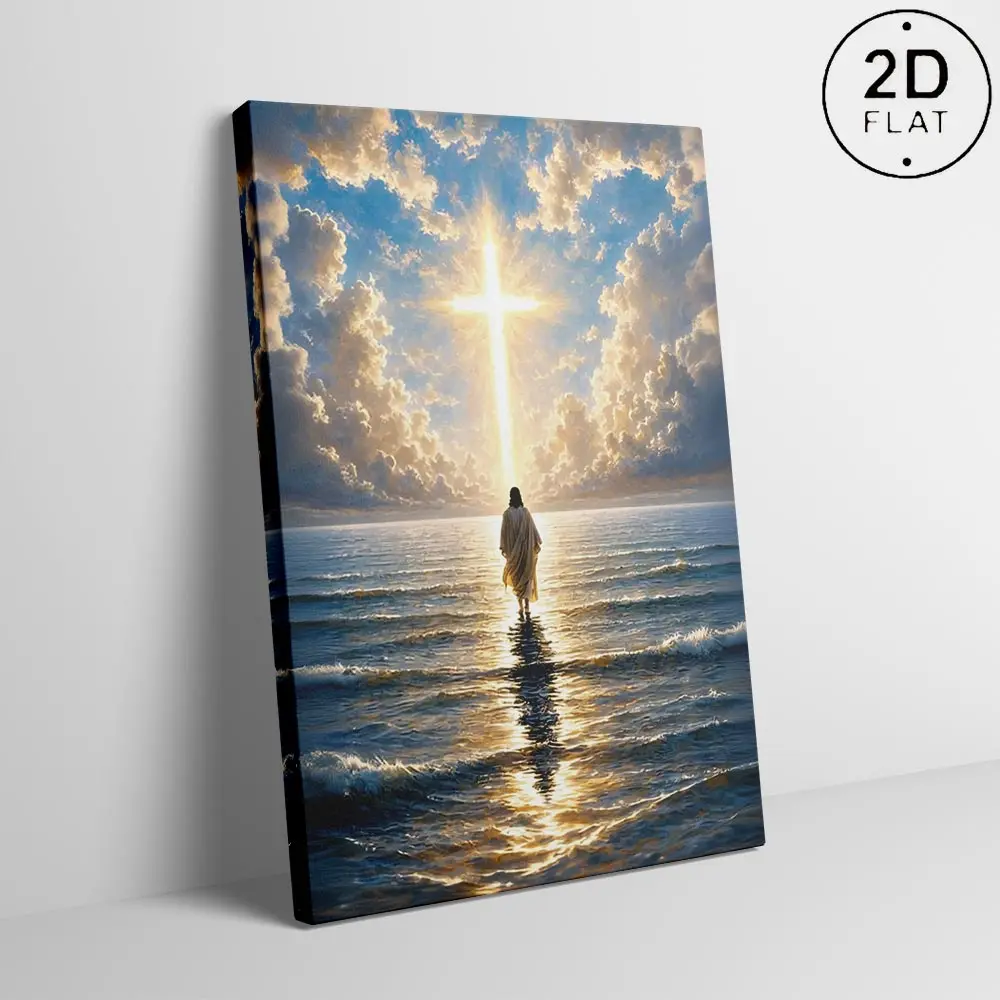 Jesus   Art, Christian Cross  Decor, Faith Inspired Religious Artwork, Heavenly Ocean  Print for Bedroom Living Room Prayer Room, Christian Gift for Family and Believers