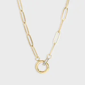 Paperclip CZ Carabiner Charm Holder Necklace, Necklace for Charms, DIY Charm Necklace, Everyday Jewelry, Non Tarnish Jewelry for Women, Trending Jewelry, 18K Gold PVD Stainless Steel - Destin Jewelry