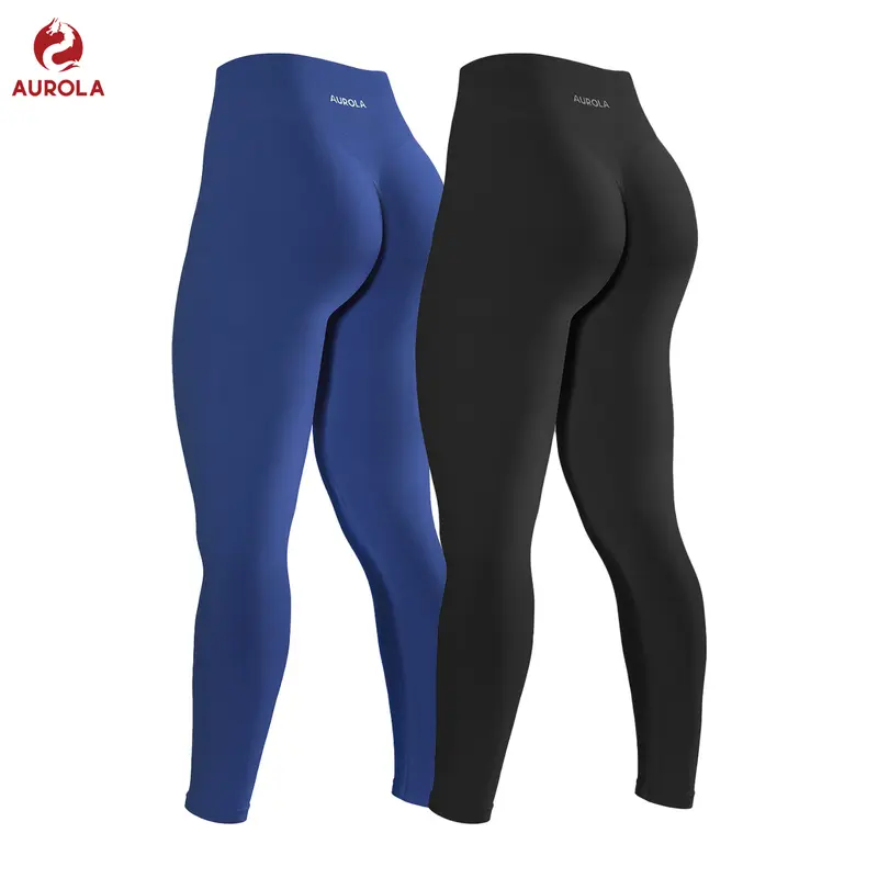 AUROLA 2 Pieces Set Dream Collection Workout Leggings for Women High Waist Seamless Scrunch Athletic Running Gym Fitness Active Pants