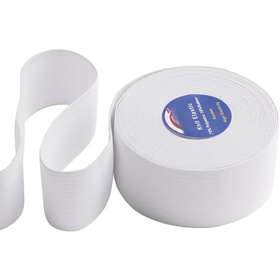 1-1/2 Inch Wide Sew on Elastic Band Knitted Elastic with Heavy Stretch for Sewing Crafts DIY,Waistband,Bedspread,Cuff (White,15 Yards)