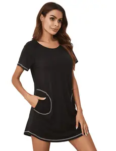 Nightgowns for Women Short Sleeve Sleepwear Comfy Loungewear plus Size Nightshirt Sleep Dress