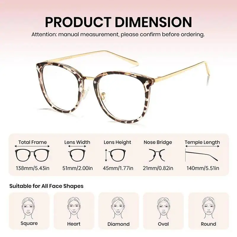 【Summervibes】Cyxus Anti Blue Light Glasses for Women-Lightweight Small Face, Nose Friendly for Round Face,Metal Frame TR90,Oversized Cat Eye ,Blue Light Filter,Block harmful rays, Work Office Home GamingFor Unisex HD High Quality Eyewear Non Prescription