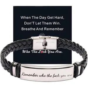Remember Who The F*ck You Are Bracelet-Dont Let The Hard Days Win Bracelet for Women Personalized Adjustable Handmade Engraved Motivational Bracelet Inspirational Jewelry