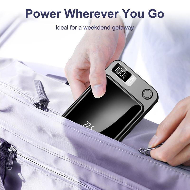 light and thin-Digital Power Display 10000 mAh Wireless Magnetic Power Bank for iPhone & Android Phones, Compact and Portable Charger Chargeable Smartphone Battery