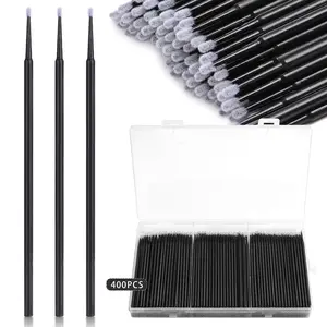 400 Pcs Micro Applicator Brushes,JASSINS Microswabs for eyelash extensions,Disposable 2mm Precision Mascara swab,For Cleaning and Applying Makeup (Black)