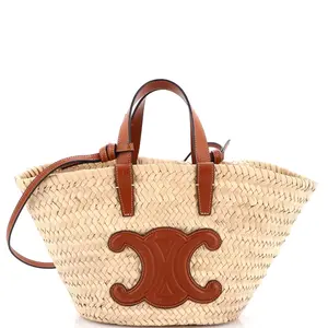 Pre-owned Celine Leather, Raffia Tote Bags REBAG Classic Panier Basket Tote Raffia and Leather Teen by Rebag