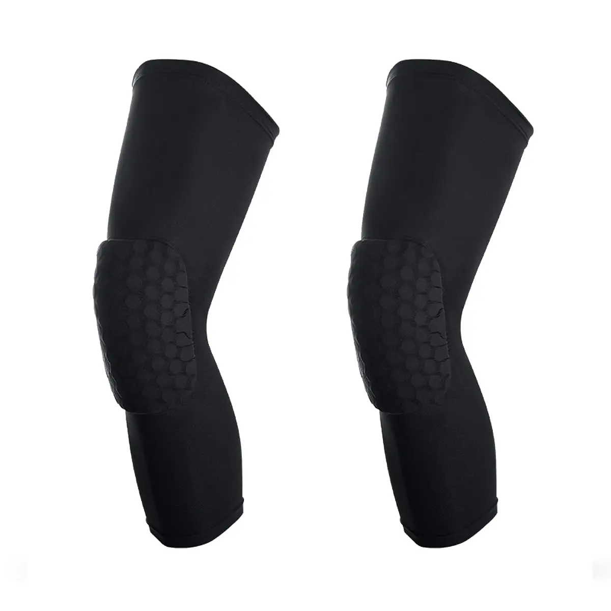 Basketball Knee Pads, 2 Pack Honeycomb Anti Collision Leg Compression Sleeves, Sports Sleeves for Wrestling Football Volleyball Soccer Skating (Medium, Black)