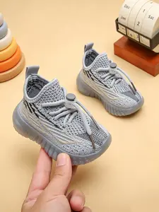 Baby Knit Sneakers, Elastic Drawstring Laces, Non-Slip Soft Jelly Sole, Casual Textile Upper, All-Season Comfort, Baby Walking Shoes