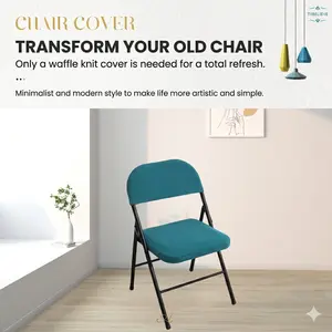Folding Dining Chair Seat and Back Cover Sheet Set Solid Color Jacquard Stretch Chair Slipcover (No Chairs) Home Decoration (One Size)