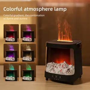 Fireplace Flame Diffuser & Himalayan Salt Lamp Six Colors Aromatherapy Diffuser Cool Mist Humidifier with Timer Auto Off Function for Home Bedroom Office Yoga Air Purifiers
