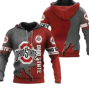 Summer Sport Activewear Hooded Outfit Ohio State 3D Hoodie Printed Lightweight Unisex Streetwear Pullover Graphic College Fan Wear
