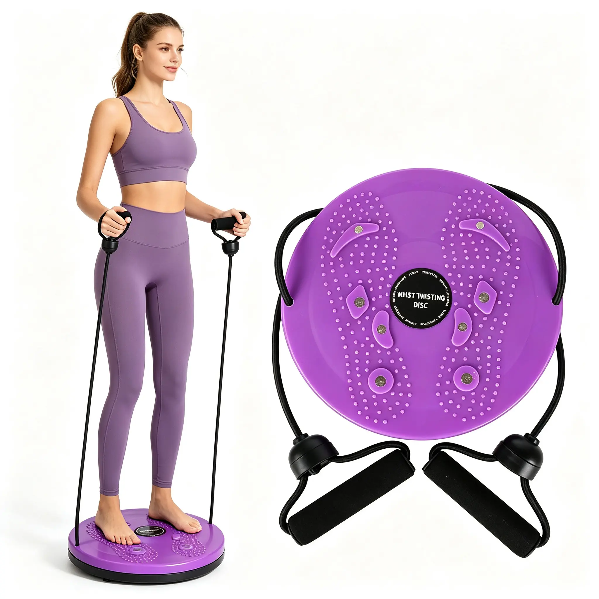 Waist Twisting Disc Fitness Equipment with Resistance Bands, Non-Slip Summer Workout Tool