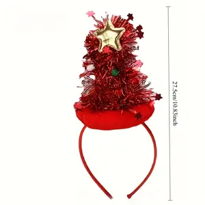 Glowing Christmas Tree Headband - Festive Red & Green Star-Adorned Party Accessory for Holiday Celebrations, Christmas Accessories, Best for Christmas, Christma Tree Topper, Christma Tree Star, Christma Tree Tope, Christmas Headband, Christmas Hair Access