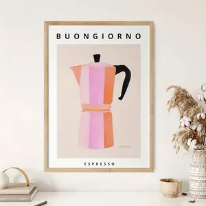 Coffee Canvas Wall Art Poster – Modern Moka Espresso Print, Colorful Kitchen Decor for Home, Housewarming & Eid Al-Adha Mubarak Gift