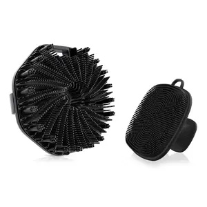 Bath Brush & Face Cleaning Brush Set, 2 Counts Silicone Reusable Bathing Brush, Shower Scrubber, Exfoliating Tool, Bathroom Accessories