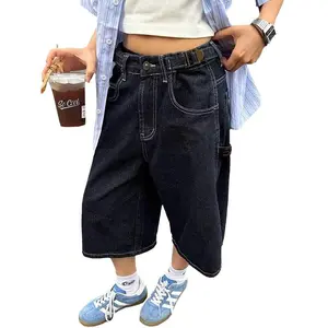 Women’s Y2K vintage baggy mid-rise denim bermuda shorts (jorts), summer length