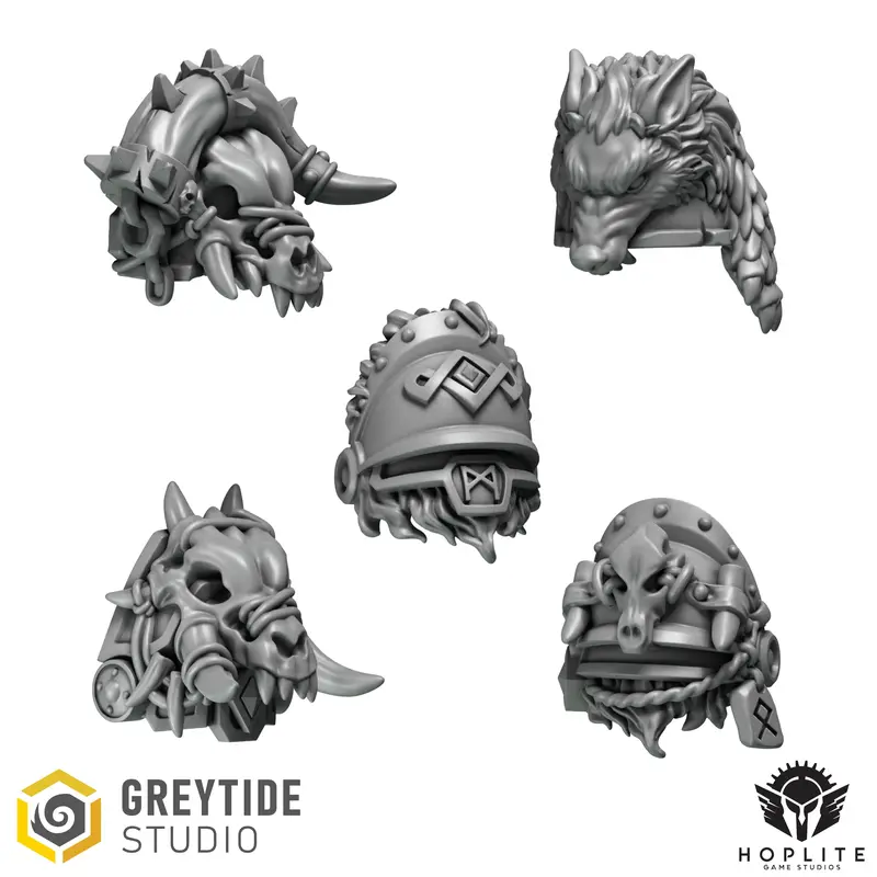 Primal Shoulder Pads D (x10) | Grey Tide Studios | Primal Hounds | Conversion Parts & Bits