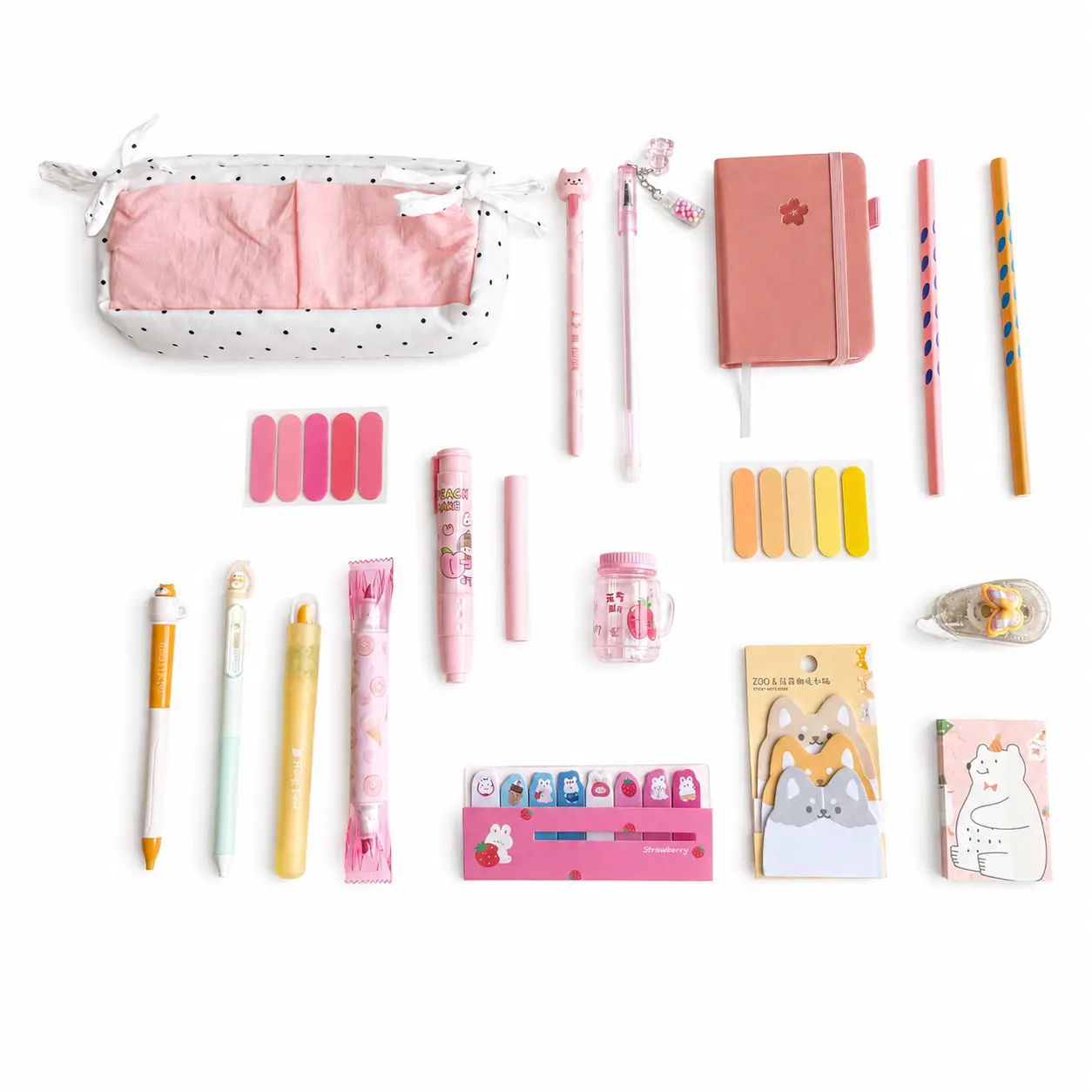 Sweet Friends Kawaii Pink Stationery Set School Supplies
