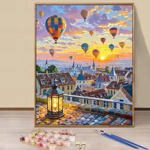 Paint by Numbers Kit for Adults Beginners - 16x20in/40x50cm Color Canvas Art, Easy DIY Hot Air Balloon Acrylic Painting Set, Diy Painting Supplies - Wall Decor for Home, Gift for Birthday, Mother's Day and Christmas, Without Frame
