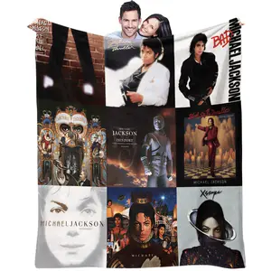 Michael Jackson Poster Print Blanket For Bed Sofa Car Room Decor All Season Adults Kids Music Fans Soft Cozy Fuzzy Lightweight Flannel Blanket Silk Satin Fitted Sheet Set Queen-Size Water Pillow Neck Relief Velvet Triangle Headboard