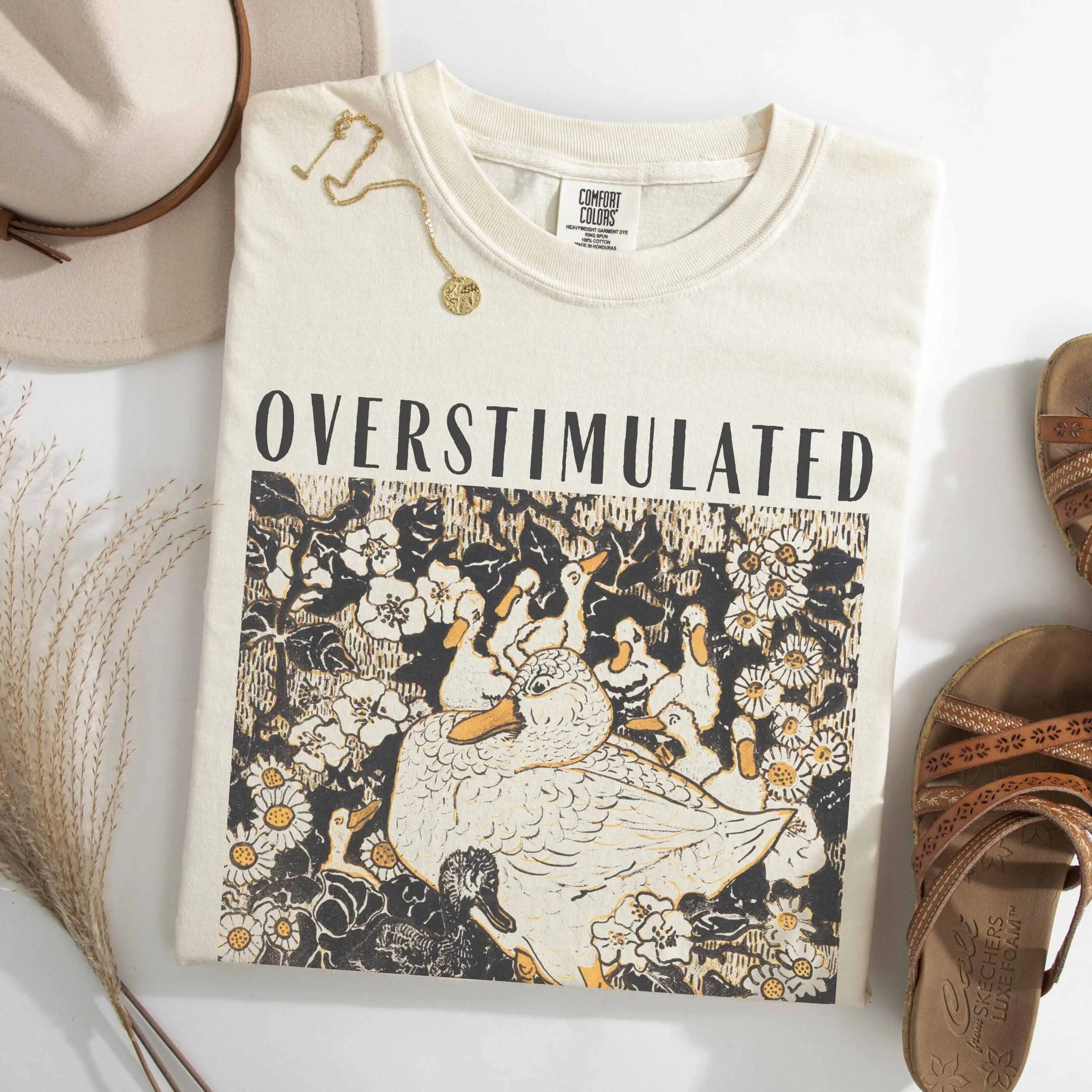 Comfort Colors Overstimulated Mama Duck Shirt, Farm Animal Graphic Tee, Homeschool Mom Life Tee, Cottagecore Mother's Day Gift