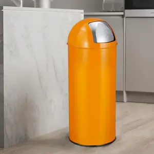 17 Gallon/65 Liter Push Lid Trash Can with Removable Inner Bucket, Stainless Steel Waste Bin, Tall Commercial Recycling Bin Waste Container