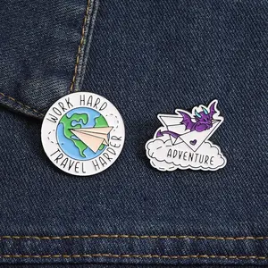 Spring New Brooch-2PCS Cartoon Travel Adventure Series Badge Pin, Cartoon Fashion Broch, Suitable for Decoration on Backpacks and Clothing, Exquisite Gift, Perfect for Giving Gifts