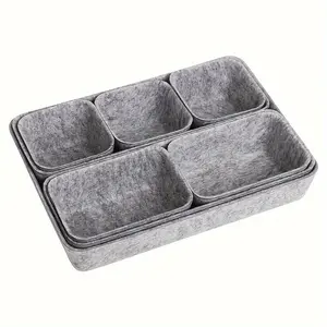 8 Piece Plush Drawer Organizer Set, Space Saving Desk Dividers, Jewelry Storage, Multi Compartment Desktop Organizers for Home Kitchen Use