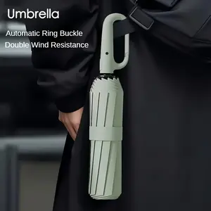 Automatic Open-Close Heavy-Duty Windproof Umbrella, Reinforced 8-Rib Frame, Large Area Auto Lock, Compact Fold Design, Option