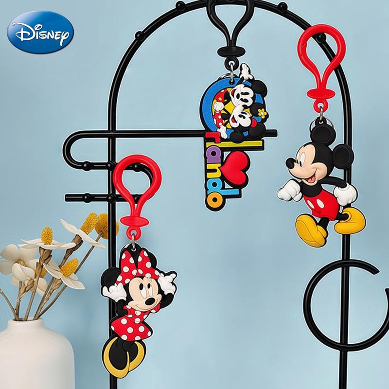 Disney Mickey Keychain 1PC Official License 3D Cute Figurine Bag Clip Charms Anime Figure Keychain Collector Keyring Backpack Decor Durable PVC Rubber Gift