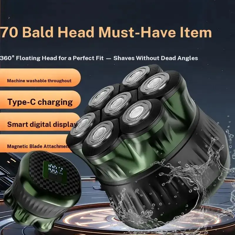 Wk-5812 7D Razor Blade, 360° Men's Hair Trimmer, Wet/dry Waterproof Design, Ideal for Face Grooming, Durable & Efficient, Waterproof Rechargeable Cordless Shaver
