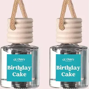 Birthday Cake Car Air Hanging Fragrance Oil Diffuser – Car Air Freshener Diffuser for Essential Oils, Scents Fragrance Aromatherapy Automobile Diffuser, Long Lasting Car Diffuser Bottle 2 PCK