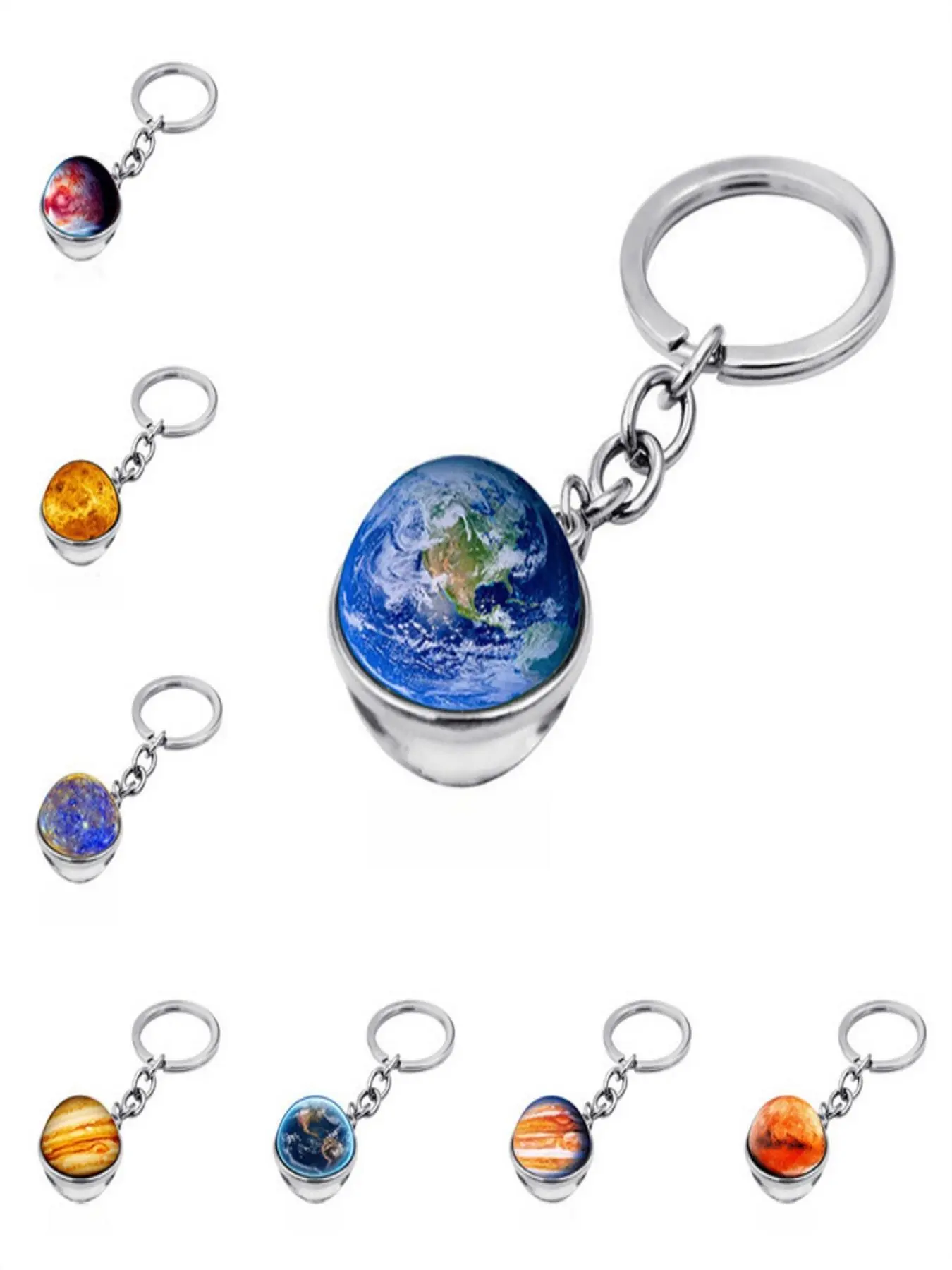 Planet Design Keychain, Art Glass Ball Keychain, Fashion Keychain for Men & Women, Casual Planet Keychain for Car Key, Bag Decoration