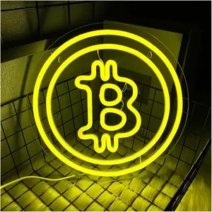 Bitcoin Neon Lights, Handcrafted Bitcoin LED Neon Lights, Yellow Lights, Walls, D<S:1> for Game Rooms, Bedrooms, Living Rooms, Offices, Cafes, Bars, Christmas Wedding Parties, Game Room Accessories, Party Decorations, Home Decoration