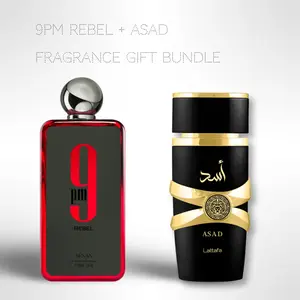 Lattafa Perfume Asad + 9PM Rebel 100ml (3.4oz) Fragrance Collection Starter Pack
