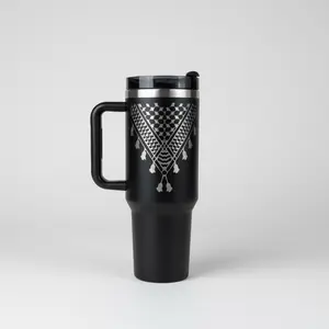 Keffiyeh Tumbler, Keffiyeh cup with handle and straw, Gift for her, Gift for him Drinkware Flasks