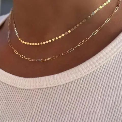 Trendy Matching, 2pcs/set Minimalist Casual Stacking Necklace Jewelry for Party, Daily Clothing Decor, Real Chains Necklace for Girl, Ideal Holiday Gift for Women and Girls, Non Tarnish Jewelry