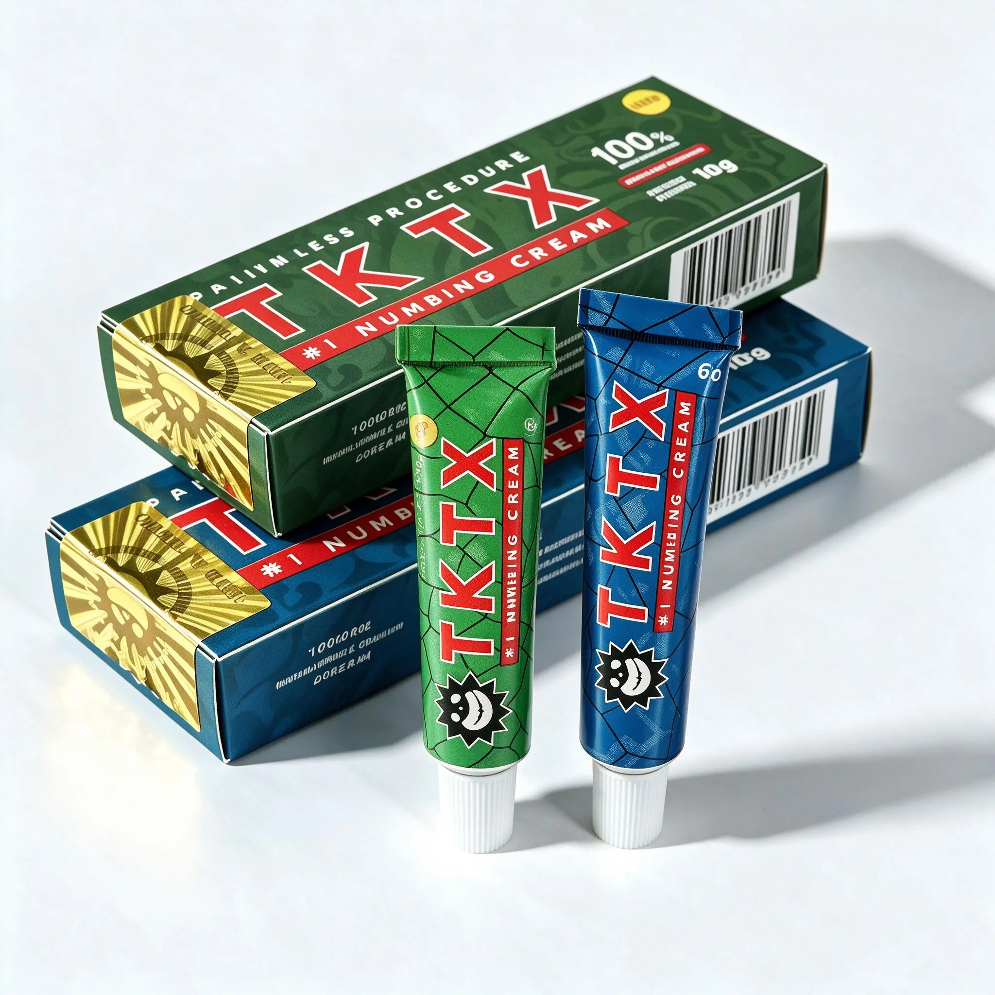TKTX Maximum Strength Numbing Cream for Tattoos (2 Pack, 20g Each) - 100% Blue & Green Dual Formula Unscented Lotion, 6-8 Hours Long-Lasting Soothing Ointment, Professional for Tattoo & Waxing, All Skins Care (Apply to Clean Skin)